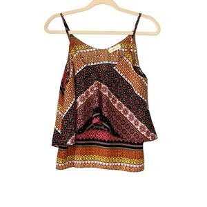 Sugar+L!PS boho multi paisley handkerchief style spaghetti strap tank. Size L‎